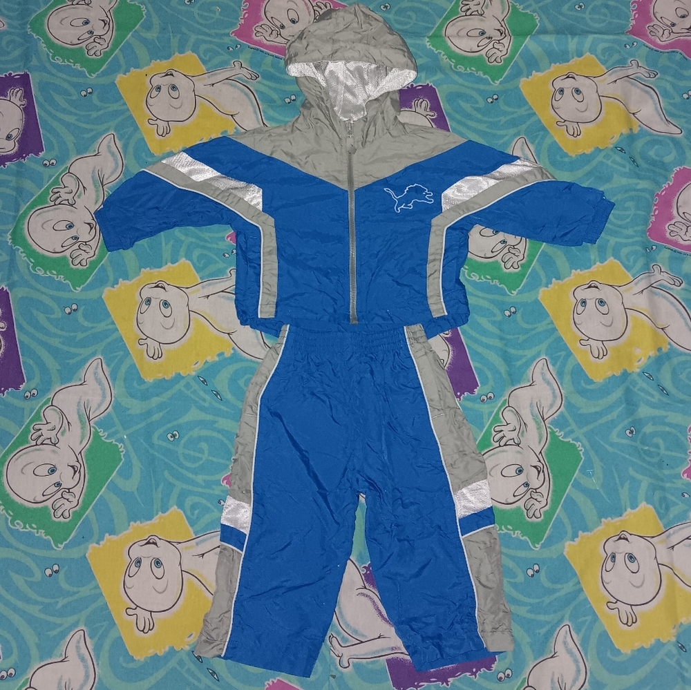 90s Detroit Lions Nylon Tracksuit Vintage Track Jacket Pants NFL Set Outfit